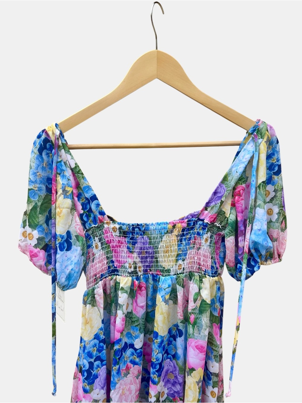 NWT Show Me Your Mumu Floral Milkmaid Babydoll Mini Dress Small Cottagecore Puff - Picture 9 of 9